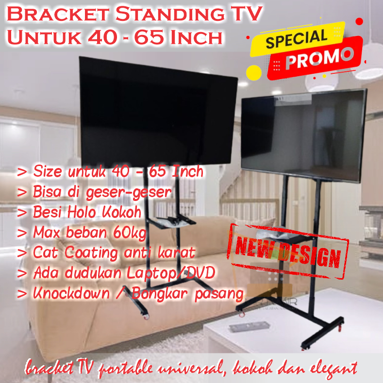 Jual BRACKET BRAKET RODA STANDING TV UNIVERSAL LED 40 42 43 45 49 50 55 ...