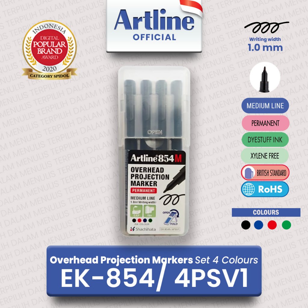 Jual ARTLINE Spidol Overhead Project Permanent Marker SET 4 Colours EK ...
