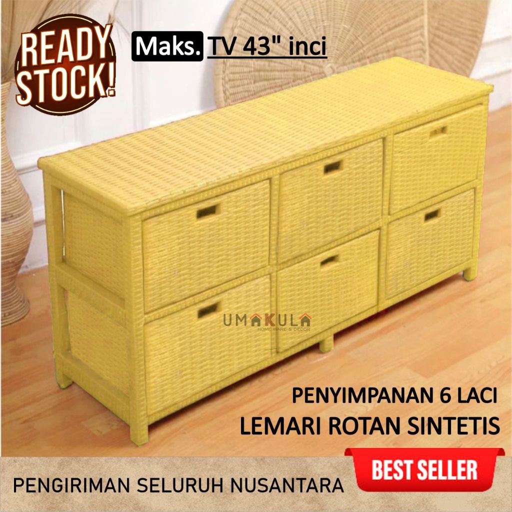 Jual Rak Lemari Rotan Sintetis Laci Buffet Bufet Meja Tv Inci Ruang Tamu Minimalis Murah