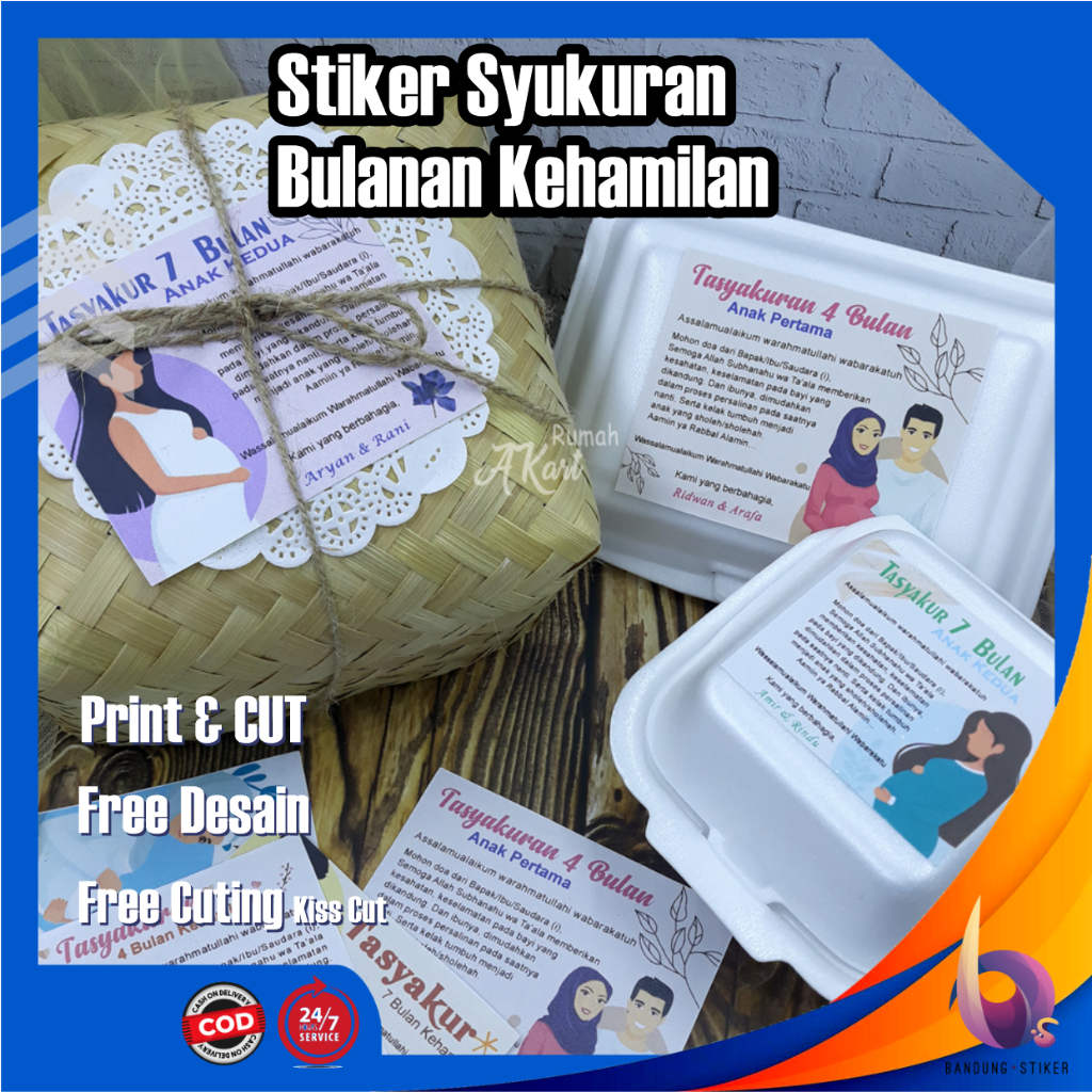 Jual Bandung Stiker Print Sticker Tasyakuran Kehamilan Bulan Syukuran