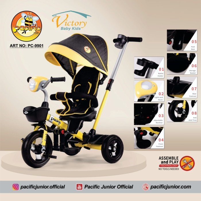 Jual Sepeda Anak Roda Tiga Tricycle Pacific 9901 Stroller Shopee