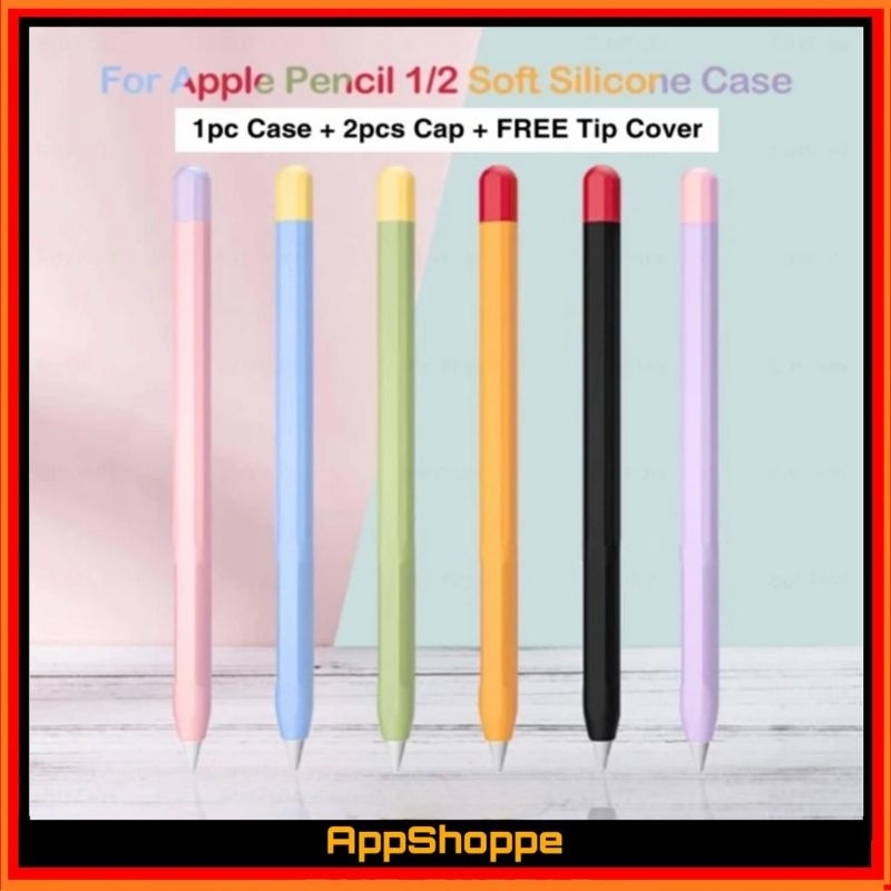 Jual Apple Pencil Gen 1 Gen 2 Soft Silicone Case Dual Tone Free Tip