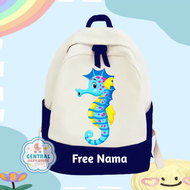 Jual TAS RANSEL BACKPACK ANAK SEKOLAH SD / TK CUSTOM GAMBAR KUDA LAUT ...