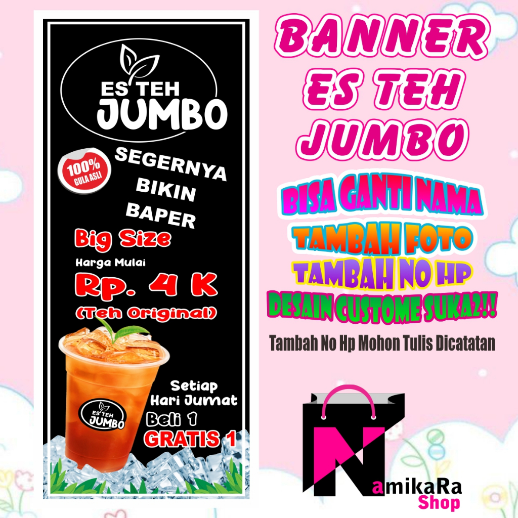 Jual Spanduk Banner Backdrop Es Teh Manis Banner Teh Manis Hitam Spanduk Teh Manis Bisa Cod