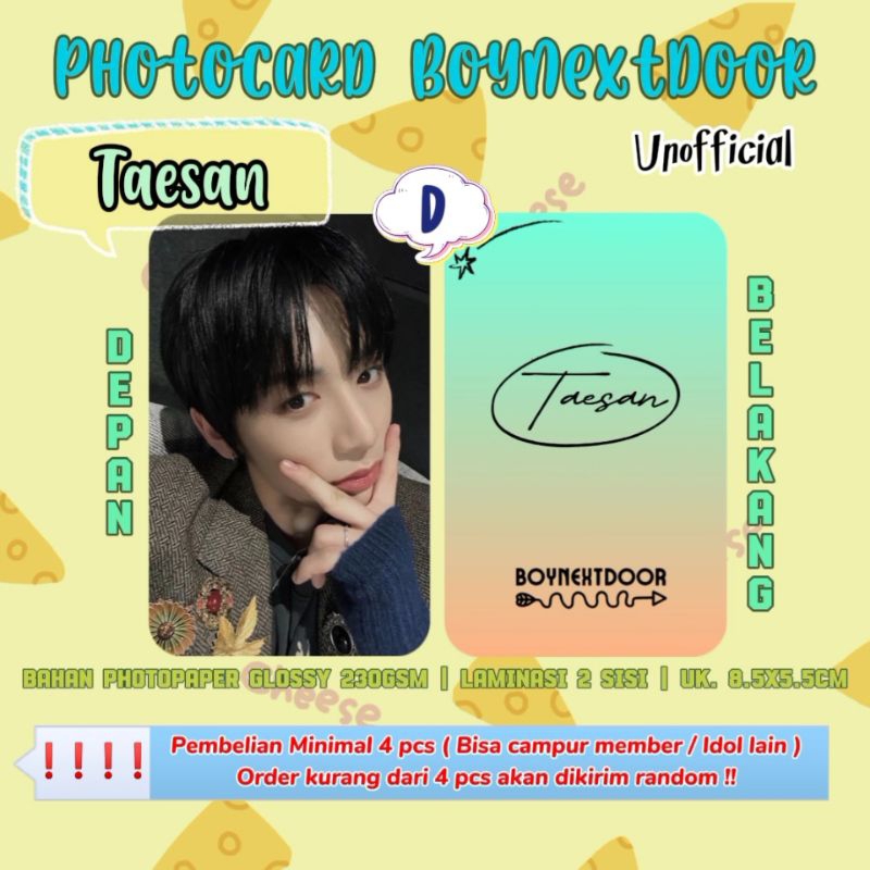 Jual Photocard Boynextdoor Taesan Photocard Unofficial Photocard