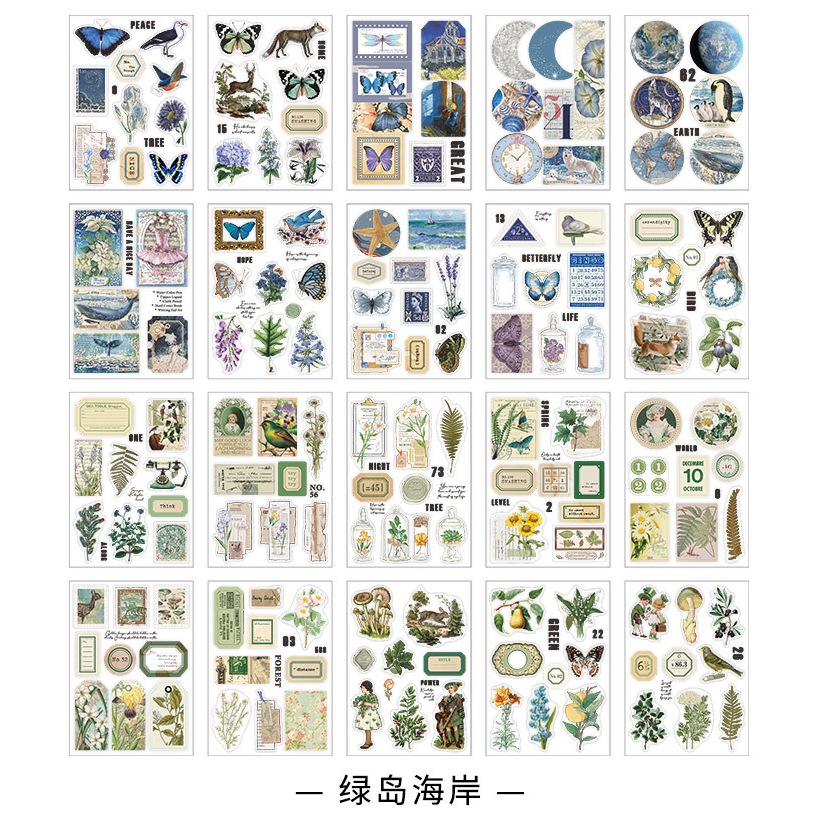 Jual Buku Sticker Vintage Scrapbook Isi 20 Lembar Retro Stickers ...