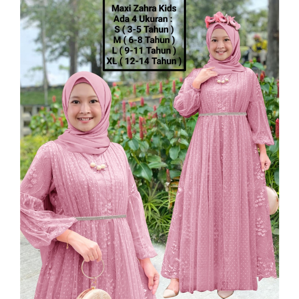 Jual Pakaian Gamis Anak Perempuan Terbaru Maxi Zahra Kids Size 3-14 ...