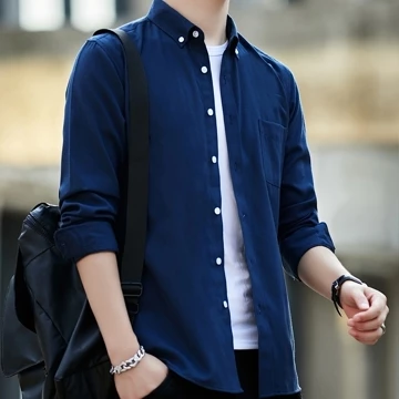 Baju Kemeja Pria Lengan Panjang Polos Abu Navy Hitam Maroon Putih Hem Cowok Keren Kantor