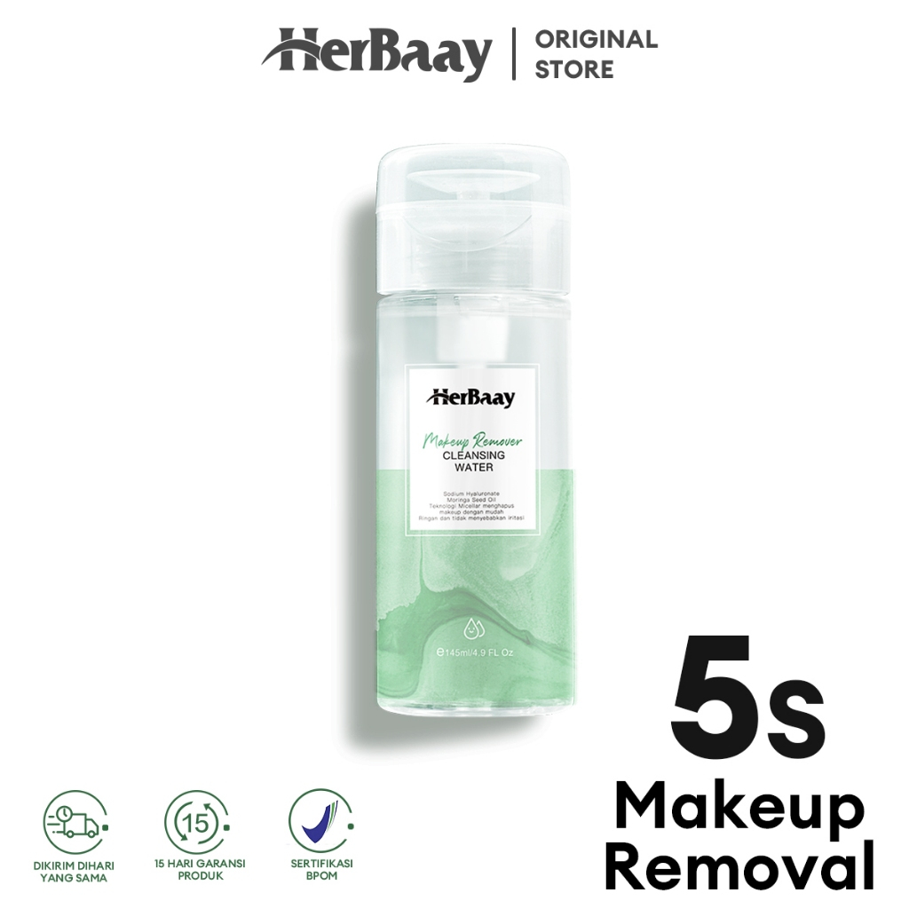 Jual HerBaay Makeup Micellar Water Pump Bright Tone Up Makeup Remover