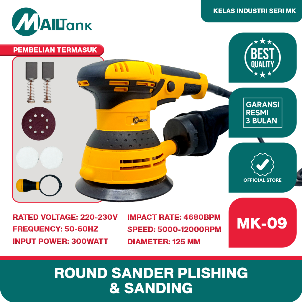Jual Mailtank MK09 Round Sander Polishing sanding Orbital Sander Mesin