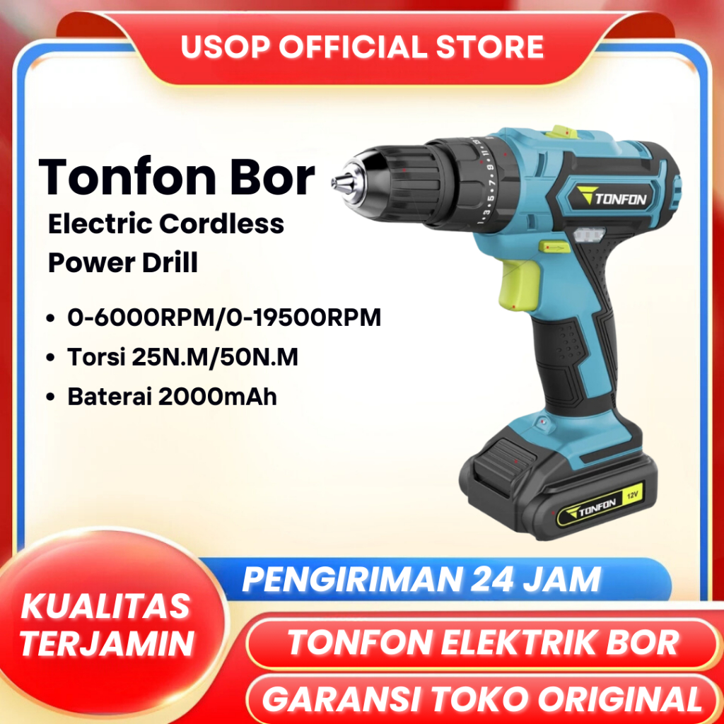 Jual ORI Mijia Tonfon Wireless Electric Power Drill Bor Listrik