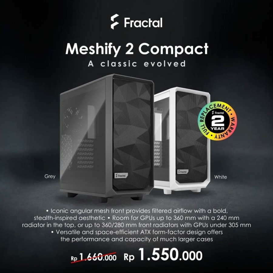 Jual FRACTAL DESIGN Meshify 2 Compact | Shopee Indonesia