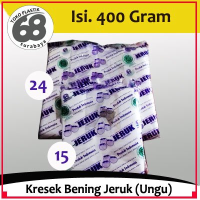 Kresek Bening Cap Jeruk (Bungkus Ungu) Ukuran 15 dan 24 cm Berat Isi 400 Gram