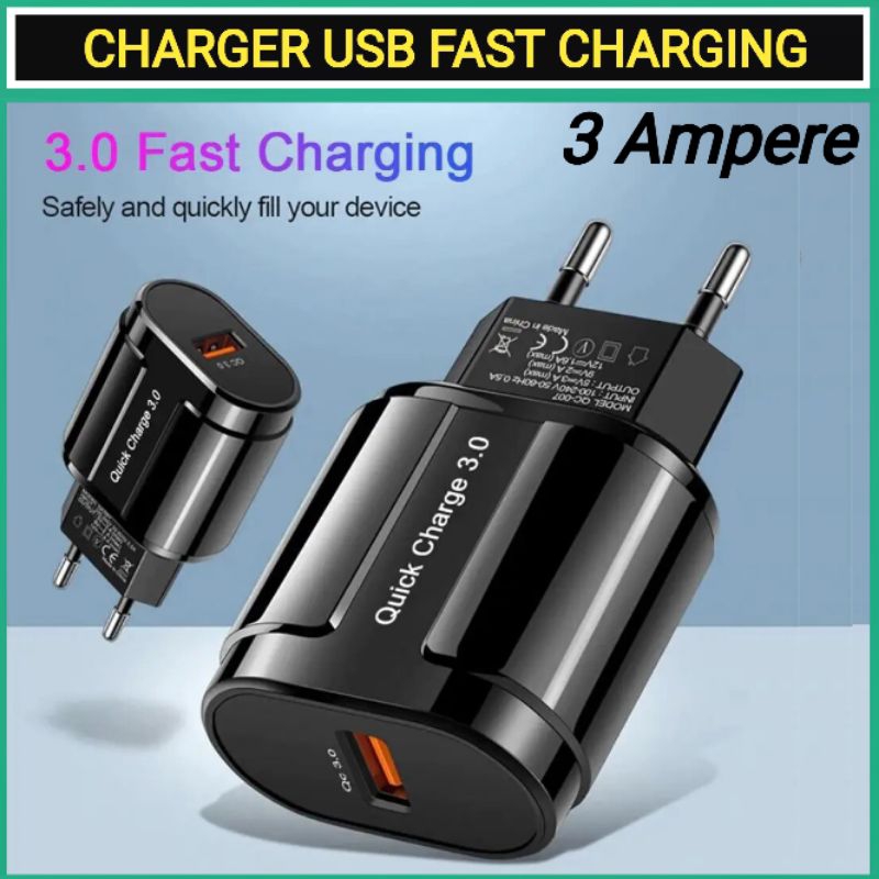 Jual Charger USB Fast Charging 3Ampere Smartphone Quick Charge QC3.0 1 ...