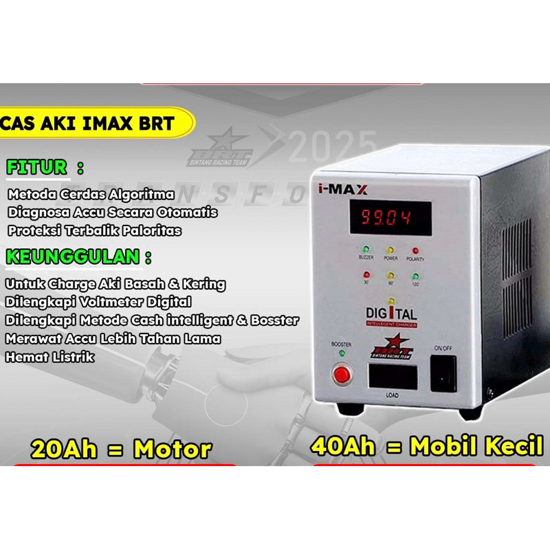 Jual SMART CHARGER DIGITAL CAS AKI IMAX ORI BRT 20 40 Ah AMPERE MOTOR