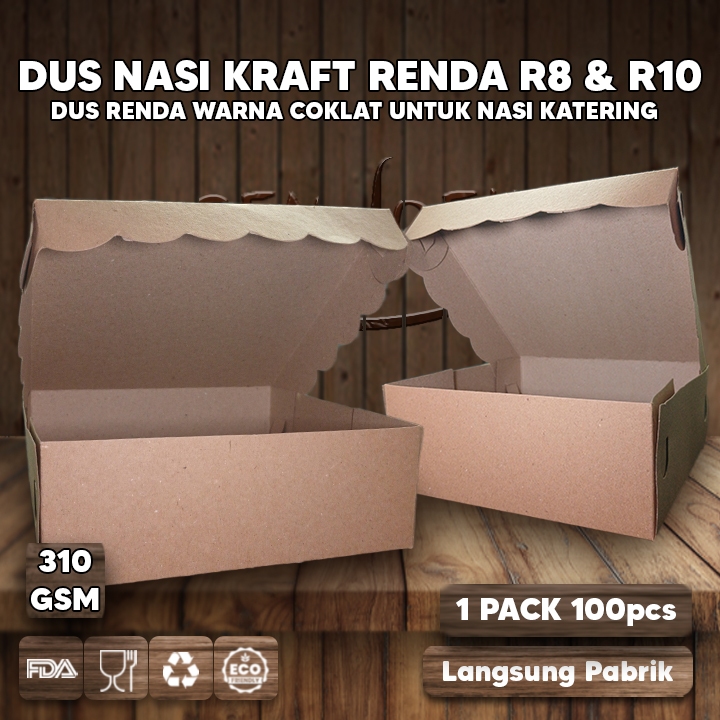 Jual Kotak Nasi Catering Kraft Coklat Renda Dus R10 K & R8 Kemasan Kue ...