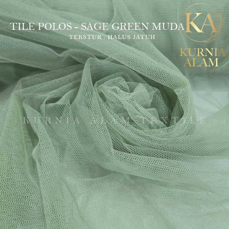 Jual Soft Tulle Tile Halus Polos Jatuh Meteran warna Sage Green Bahan ...