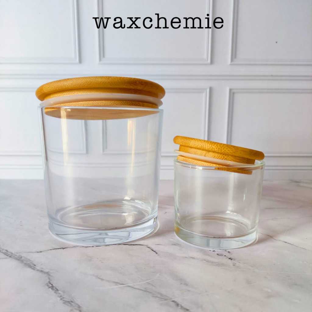 Jual Jar Gelas Kaca Tutup Bambu / Gelas Kaca / Container Lilin 500ml ...
