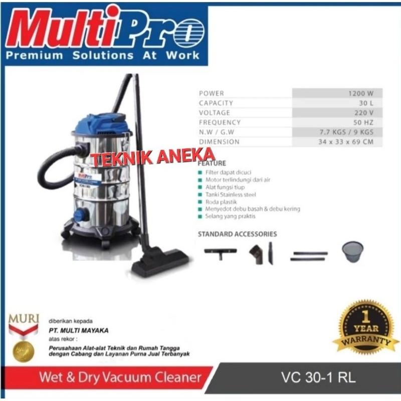 Jual MULTIPRO VC30-1RL VACUUM CLEANER WET DRY BLOWER PENYEDOT DEBU ...