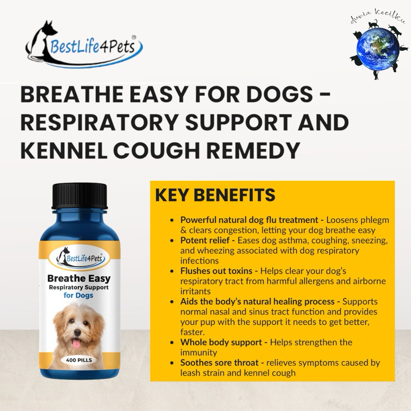 Jual Bestlife Breathe Easy Respiratory For Dogs Kennel Cough Remedy (1 Botol 450 Tablet