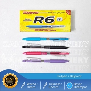 Jual Standard Pulpen / Ballpoint R6 Rectratable Pen Tinta Hitam Tip 0 ...