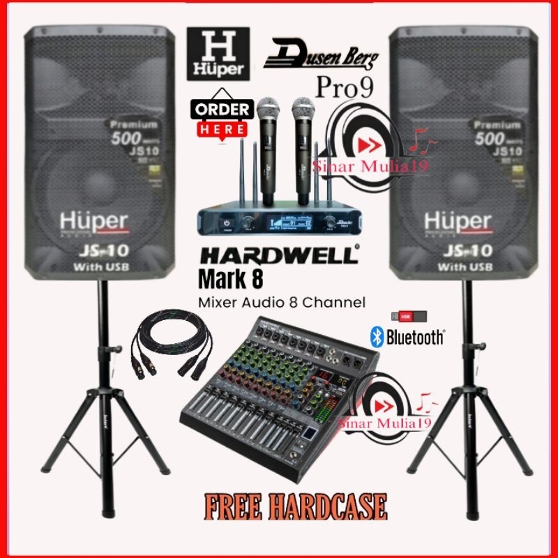Jual Paket Sound System Speaker Aktif Huper JS10 Mixer Hardwell Mark 8 ...