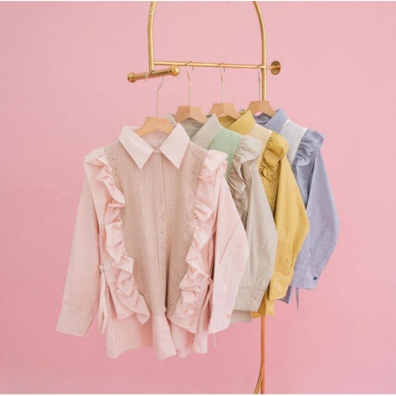 Jual salur vest ruffle | kemeja outer look | kemeja casual | Shopee ...