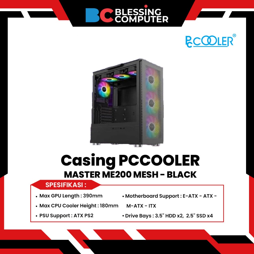 Jual Casing PCCOOLER MASTER ME200 MESH - BLACK / Casing airflow front ...