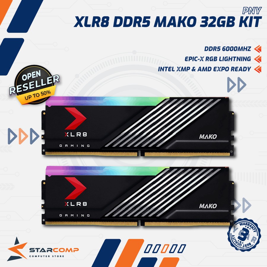 Jual PNY XLR8 Gaming MAKO RGB 32GB (2x16GB) DDR5 6000 MHz | Shopee ...