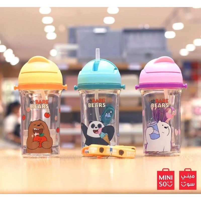 Jual We Bare Bears - Water Bottle with Straw 400 Ml Miniso | Shopee ...