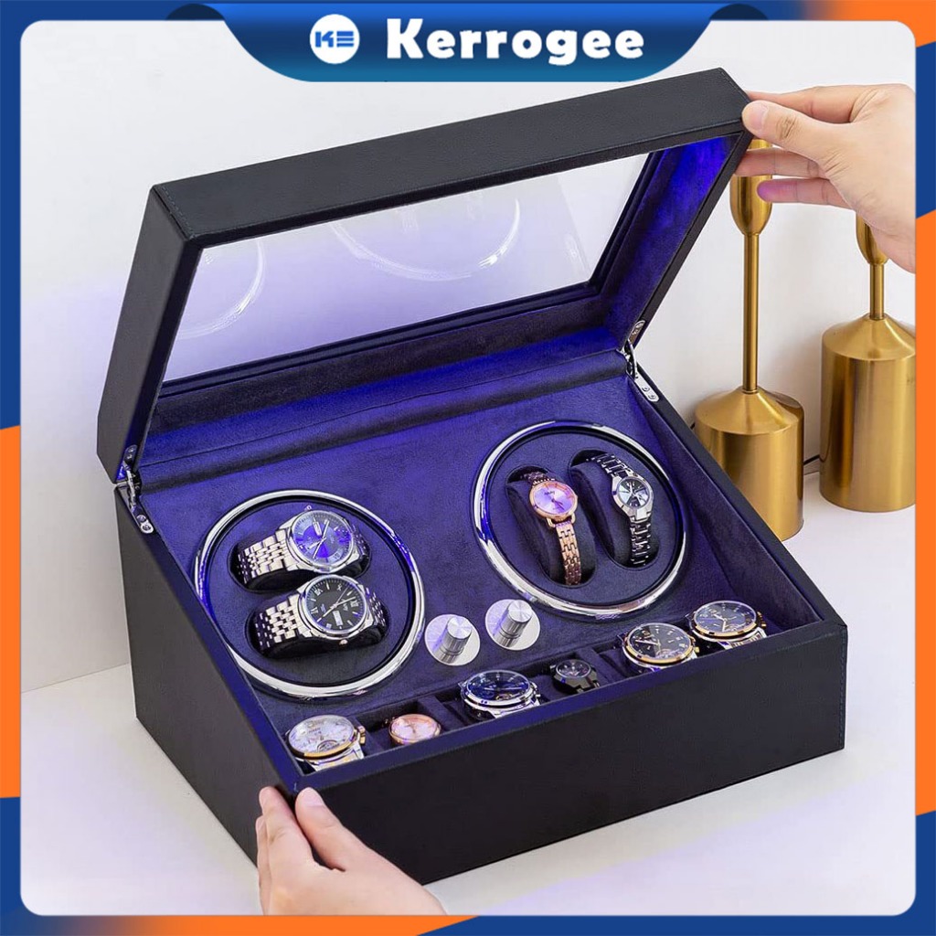Jual Watch Winder Slot Dengan 4+6 Cahaya Automatic Kotak Pemutar Jam