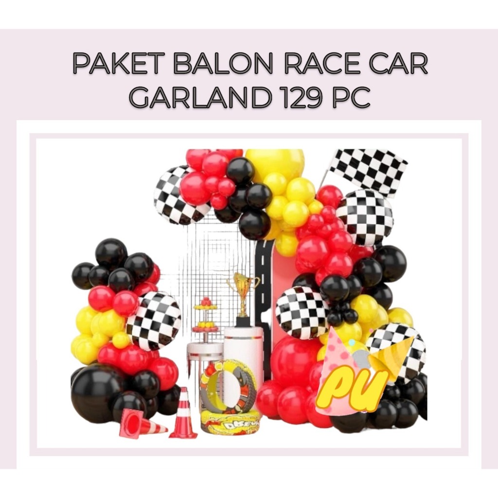 Jual Paket Balon RACE CAR HOTWHEELS GARLAND 129pc / Dekorasi Ulang ...