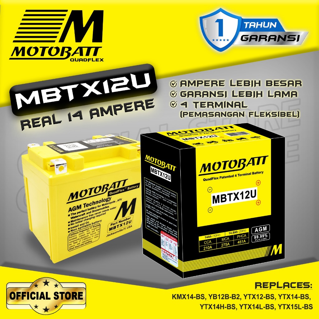 Jual Motobatt Quadflex Mbtx12u 14ah Garansi 1 Tahun Shopee Indonesia 5961