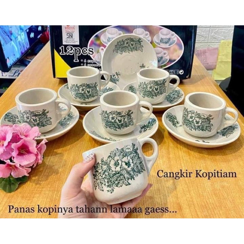 Jual Cangkir Kopi Tiam Cangkir Keramik Gelas Kopitiam Cup Saucer Set Shopee Indonesia