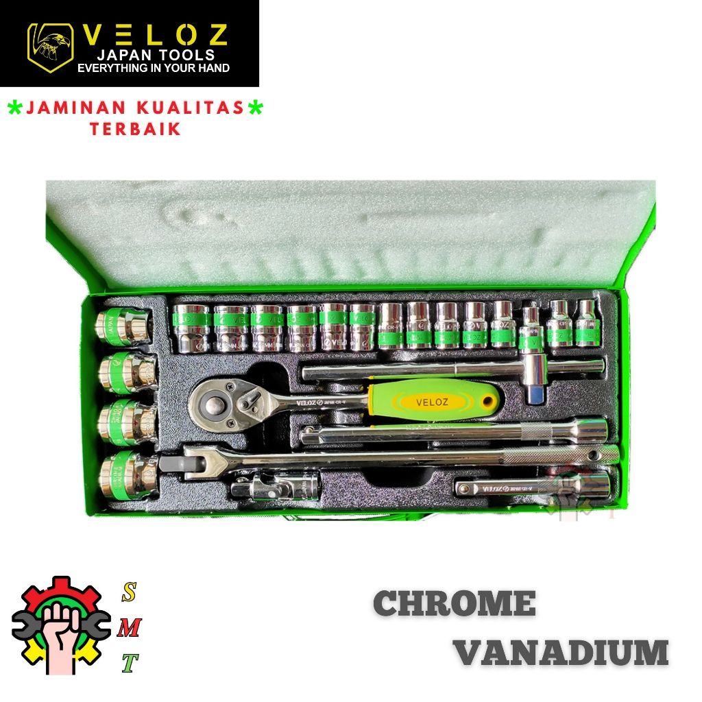 Jual Veloz Premium 25 PCS SOCKET SET 8-32mm 6PT 1/2
