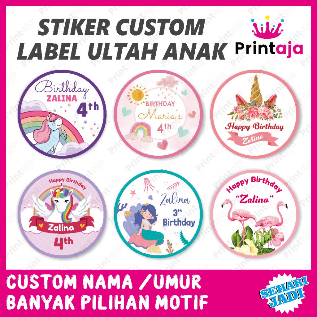 Jual [FREE DESAIN] STIKER ULANG TAHUN ANAK | STIKER BULAT GOODYBAG ...