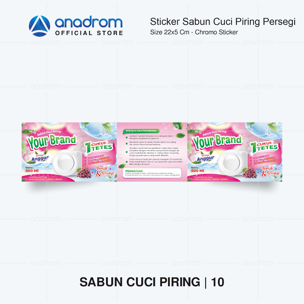 Jual Sticker Kemasan Botol Sabun Cuci Piring Persegi Panjang Sticker Label Kemasan Botol Sabun 