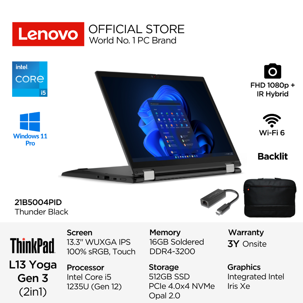 Jual Lenovo 2in1 ThinkPad L13 Yoga Gen 3 4PID Intel Core i5 1235U Win11 ...