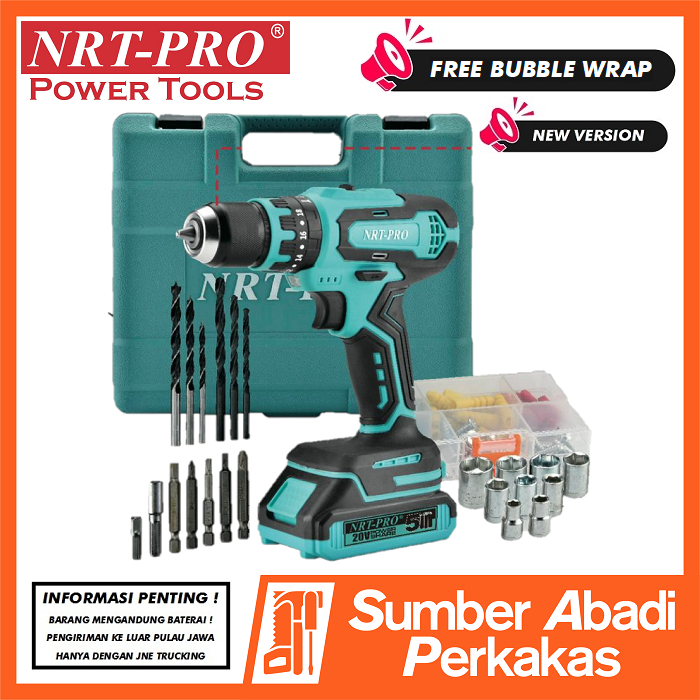 Jual Nrt Pro Dc Hd Mesin Bor Cordless Drill Set Paket Baterai Batre Tangan Beton Impact