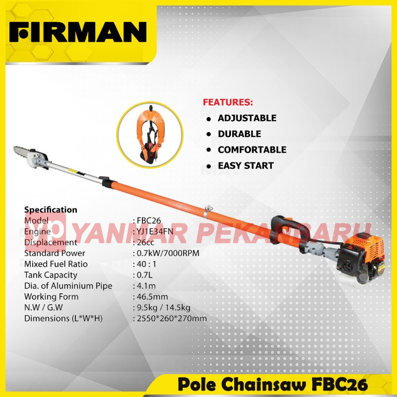 Jual Pole Chain Saw FIRMAN FBC 26 Mesin Gergaji Potong Ranting / Dahan ...