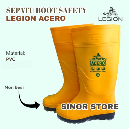 Jual Sepatu Boot Rubber LEGION ACERO Tanpa Besi Sepatu Boot Safety ...