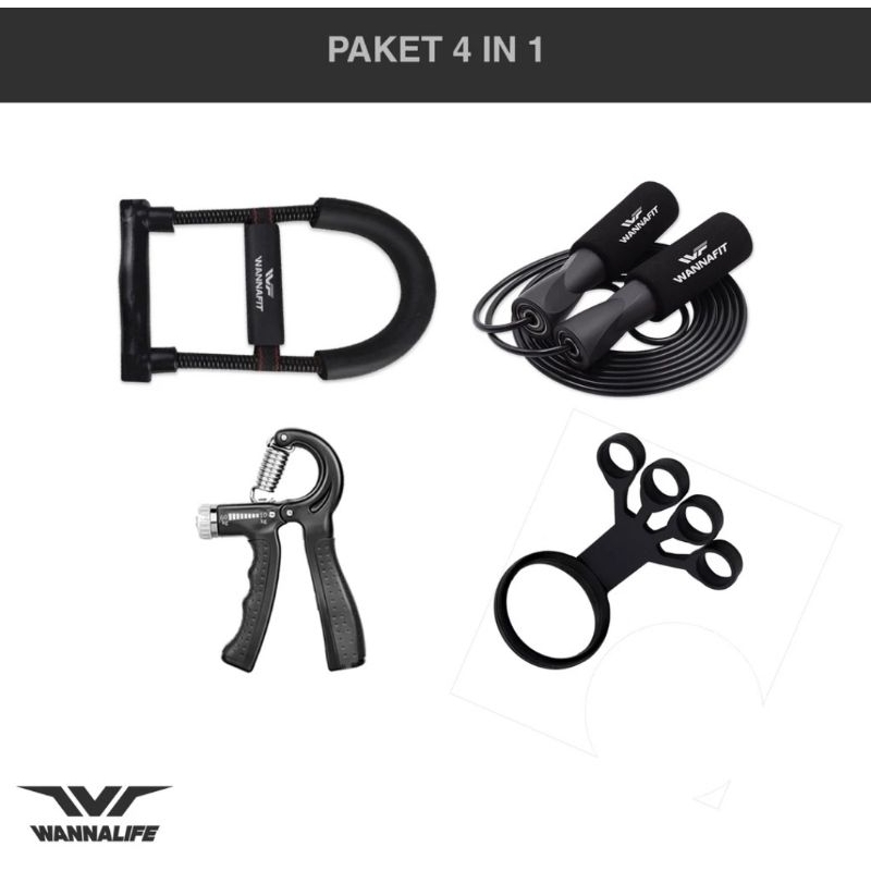 Jual Handgrip set 4in1 bundle 5-60kg Power wrist skipping finger ...