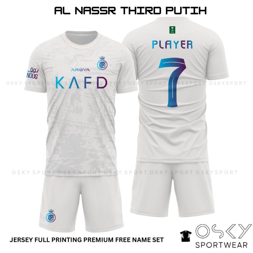 Jual Baju Jersey Bola Al Nassr 3d Third Putih White Terbaru 2023 2024