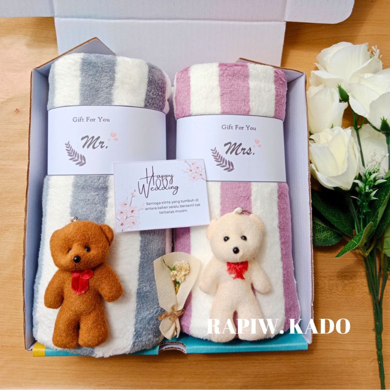 Hampers Kado Pernikahan Handuk Couple Jumbo 70 * 140 cm | Paket Handuk Couple Wedding