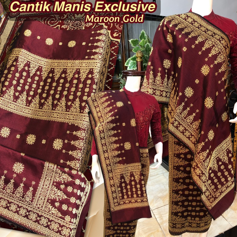 Jual Songket Cantik Manis Exclusive Maroon Gold /songket Tenun Asli ...