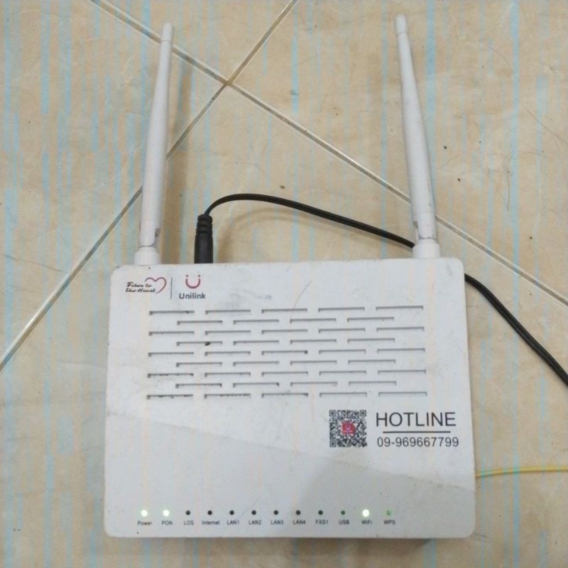 Jual modem rauter wafi bekas kondisi normal unilink hotline model: gpon ...