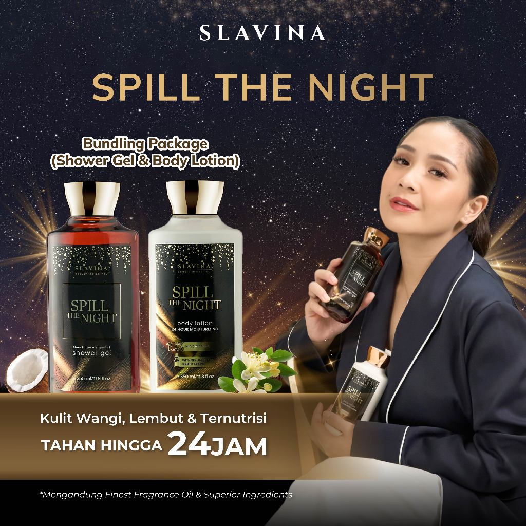 Jual SLAVINA Spill The Night Paket Body Lotion & Shower Gel Wangi Parfum Nagita Slavina Aroma