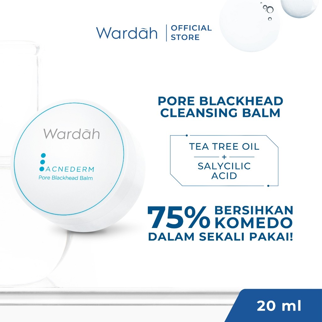 Wardah Acnederm Pore Blackhead Balm 20 g - Pembersih Komedo dengan Tea Tree Oil - Menghambat Bakteri Jerawat dan Mencerahkan Kulit - Untuk Semua Jenis Kulit