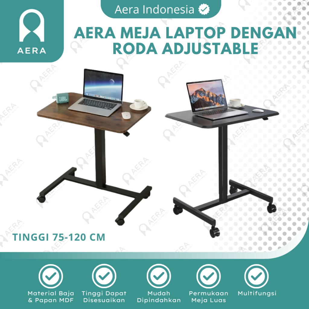 Jual AERA Meja Laptop Roda Minimalis Stand Laptop Adjustable Dengan ...