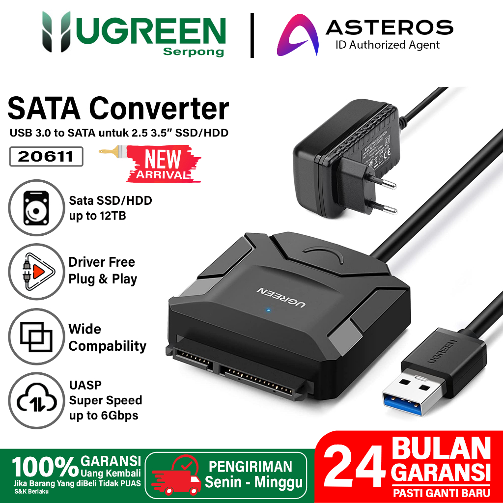 Jual UGREEN Kabel SATA to USB 3.0 Hard Drive Adapter Converter HDD SSD ...